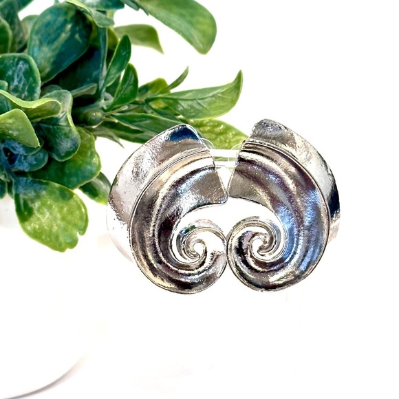 Zara Jewelry - ZARA Heavy Metal Statement Silver Swirl Earrings​